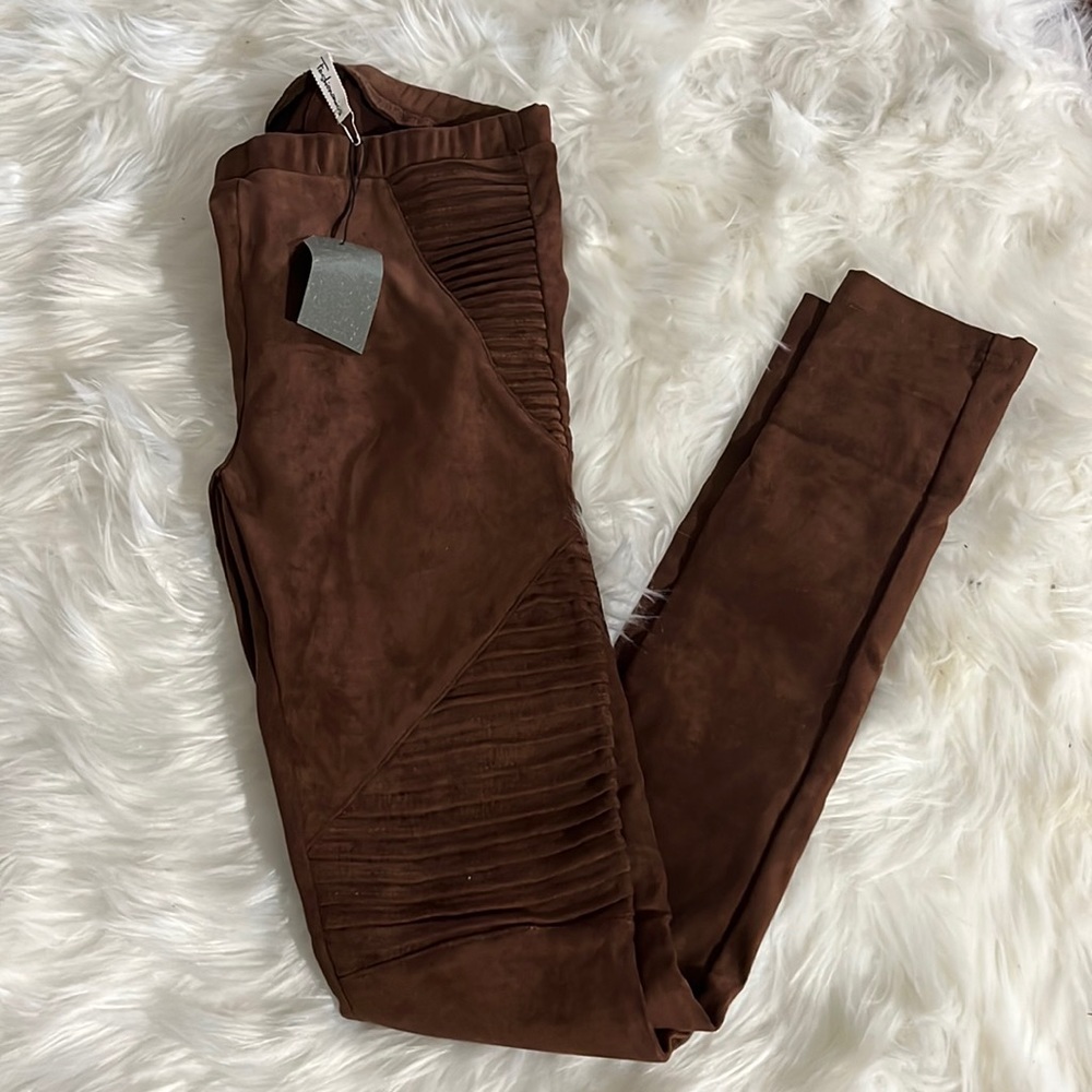 Suede-like moto leggings
